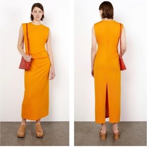NWT Zara Orange Drape Midi Dress - Small
